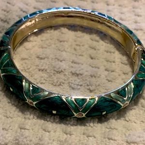 Green Enamel and Silver Spring Bracelet